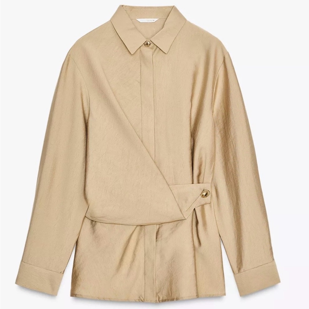 Zara GOLD BUTTON WRAP SHIRT - Picture 7 of 9